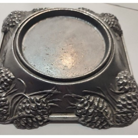 Vtg Carson Statesmetal Pewter Pine RIdge Med Piller Candle Holder 5.5" by 5.5" - Picture 7 of 13